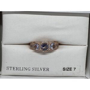 Tiara .925 Sterling Silver Cubic Zirconia SRG388AQR Stone Ring MSRP $135 NM206